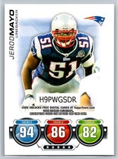 2010 Topps Attax Jerod Mayo Code Card New England Patriots #NNO