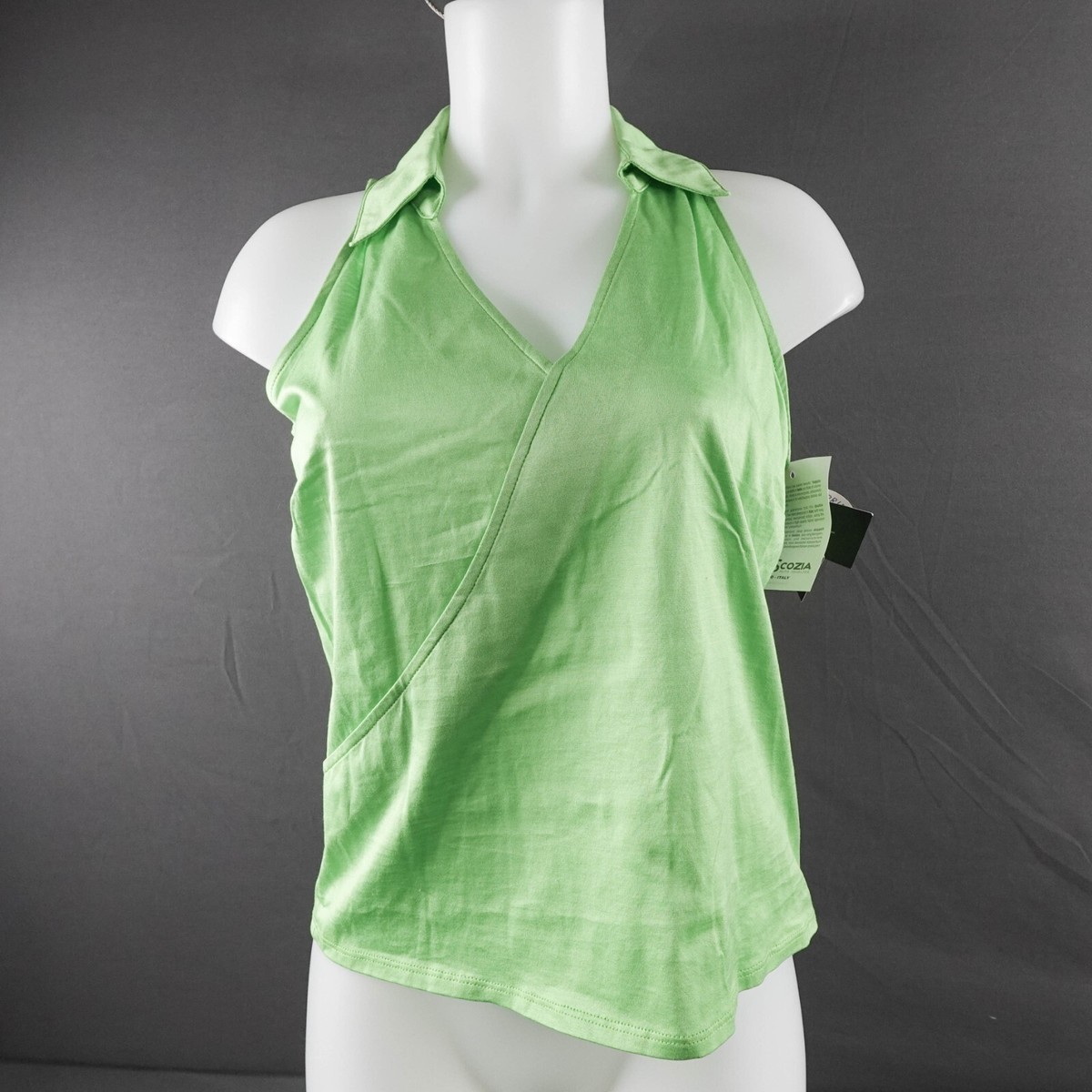 Kye Womens Golf Shirt Medium Green Faux Wrap Preppy Athleisure Active Knit  NEW