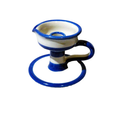 Kerzenständer aus vietnamesischer Keramik Höhe cm. 10 Sockel cm. 12 Varianten Blau