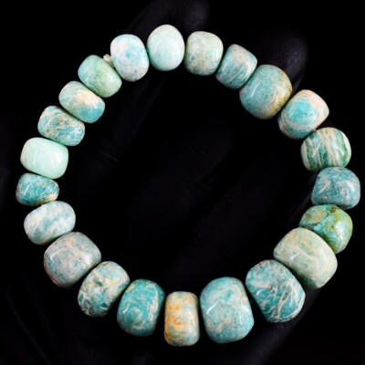 Awesome Massive  Amazonite 215.00 Cts Beaded Stretchable Bracelet VK 03 E669