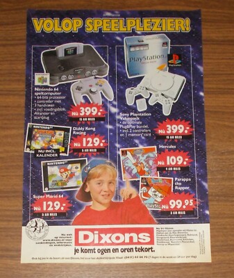 Seltene Werbung N64 Super Mario 64 Diddy Kong Racing Playstation Value Pack 1997