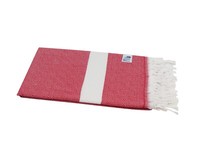 Saunatuch Hamamtuch Pestemal Strandtuch Diamant Rot Weiß Mit Fransen 100X170 Cm