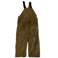 Vintage Carhartt Men's Brown Duck Bib Canvas Overalls 44-28