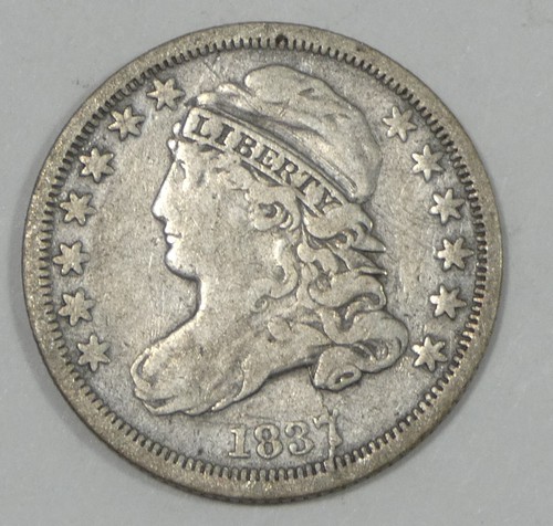 1837 gedeckelte Büste Silber Groschen sehr fein Silber 10c ~ Vorderseite Kratzer