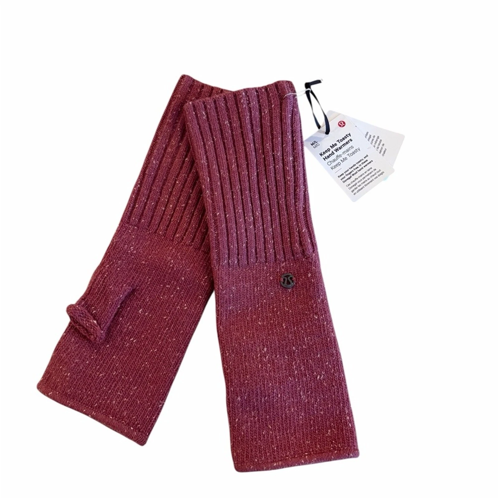 Lululemon Keep Me Toasty Pink Knit Hand Warmers Hiking Cozy Casual Winter