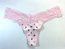 NWT Victoria's Secret PINK Wink Lace Trim Strappy Thong Panty Medium
