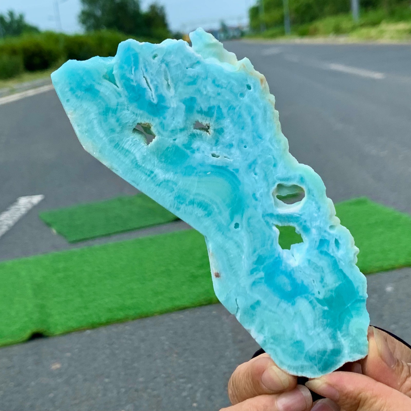 Sky blue hemimorphite slab crystal 156G natural mineral Yunnan high quality