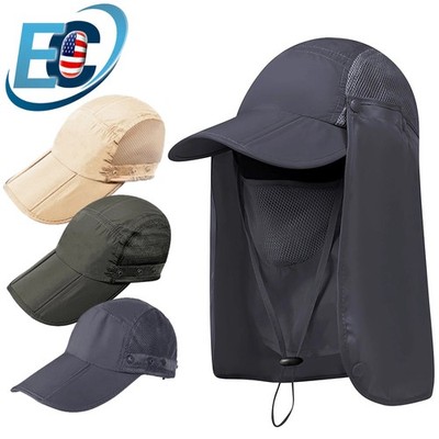 Outdoor Fishing Hat Sun Cap for Men Women UV Protection w/Neck Flap Face Cover