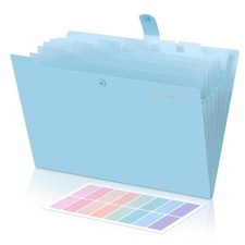 Expanding File Folder with 5 Pockets, Accordion File Light Blue