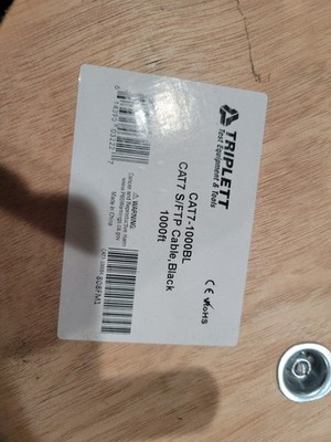 Cat7 PLENUM SHIELDED S/FTP 850Mhz 100% SOLID BARE COPPER 1000FT CABLE in BLACK