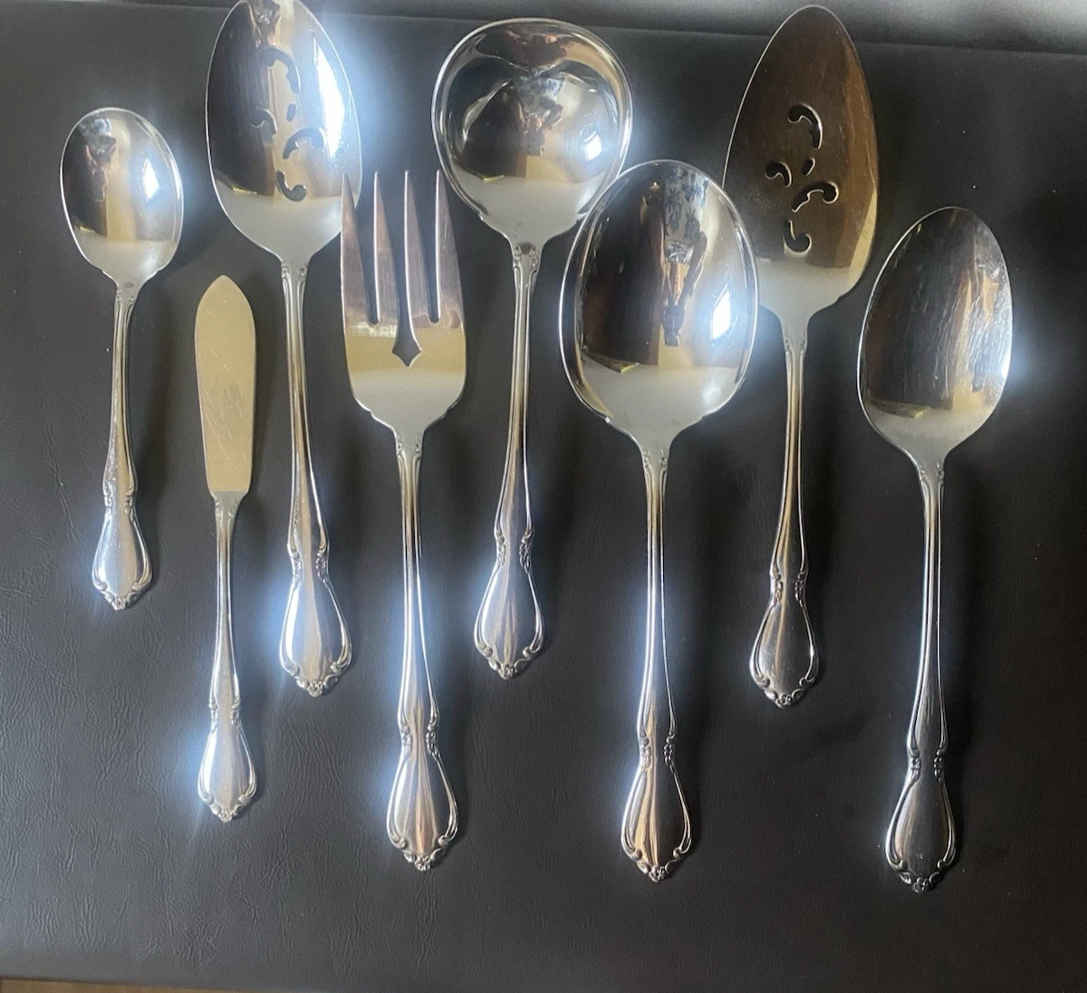 Vintage 8 Piece OneidaCraft Deluxe Chateau 18/10 Stainless Flatware Serving Set