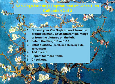 Van Gogh Paintings on Glass Tiles - Museum Inspired Tabletop Art - Lot 2of2