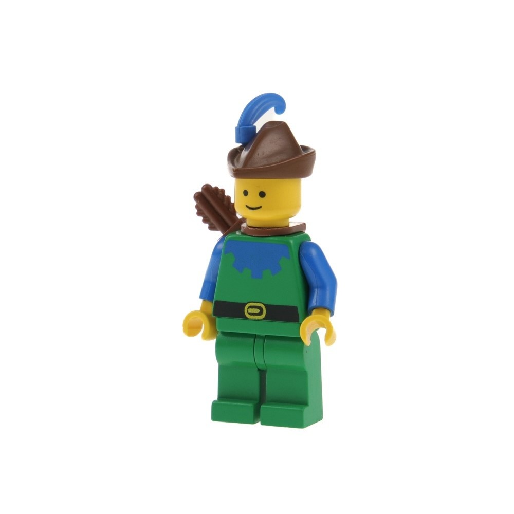 1x LEGO Minifigure Castle Forestman Green Blue Quiver Hat Brown Spring cas134a