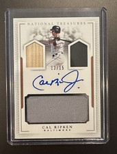2016 Panini National Treasures Cal Ripken Jr game worn jersey bat auto #13/15