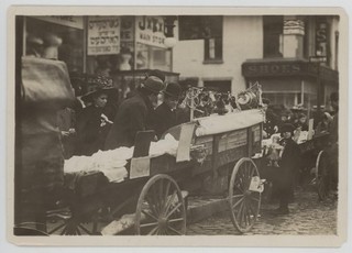 Vintage 1900s 1910 NYC Lower East Side Push Cart Vendor Hebrew Script Photo