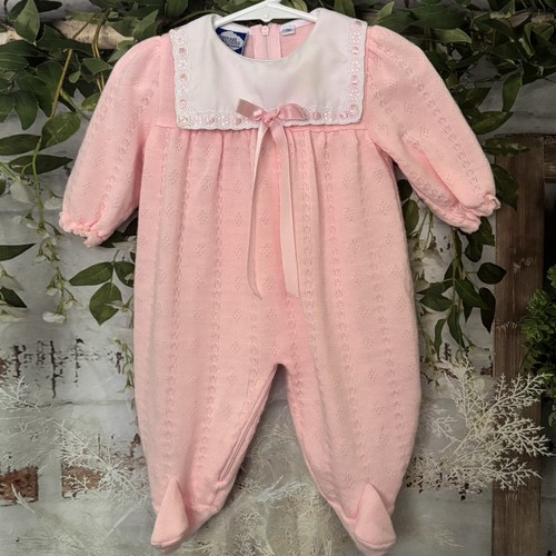 Vintage Carriage Boutiques Romper Size 3M Pink Footed Sweater