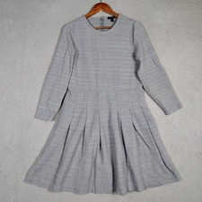 J.Crew Academia Dress Womens 12 Heather Grey Stretch Pleated Long Sleeve Classic