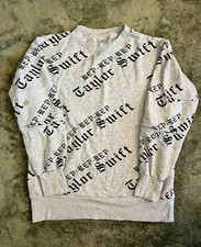 Taylor Swift REP Reputation Gray Crewneck Sweatshirt XS Zip Sleeves