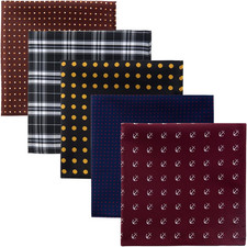 Retreez 5 Piece Assorted Woven Microfiber Premium Pocket Square Gift Box Set