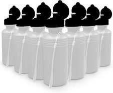 Sports Water Bottles Bulk 12 Pack 18 Oz Squeeze Reusable Plastic White School