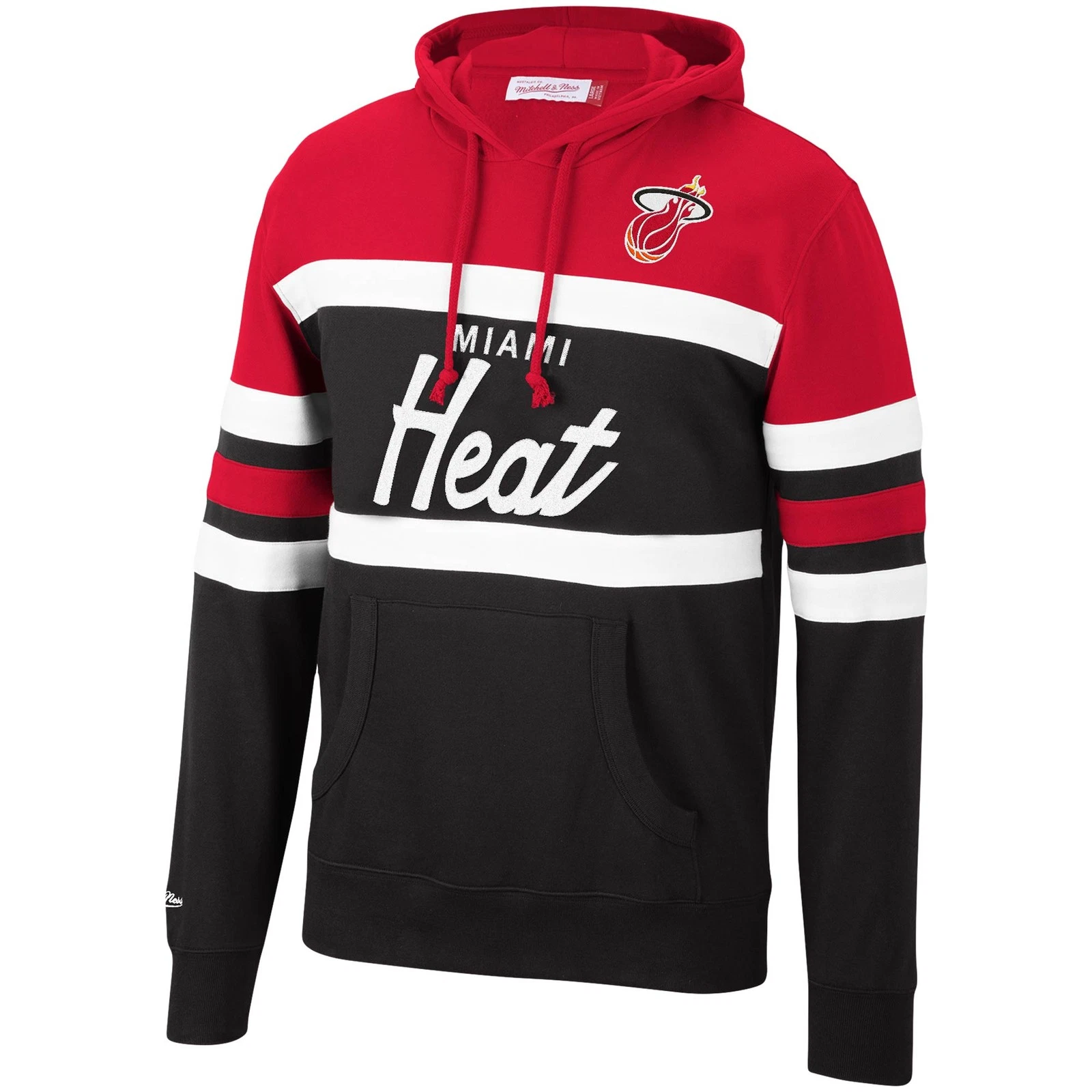 Felpa con cappuccio pullover uomo Mitchell & Ness rosso nero Miami Heat Head Coach