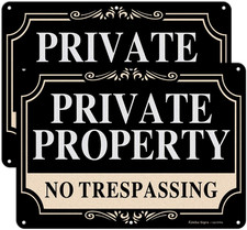 2 Pack No Trespassing Signs Private Property,10x7 10x7 inches - 2 Pack, Black