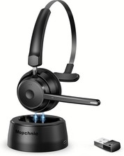 Bluetooth Headset, Wireless Headphone with AI Noise-Canceling Microphone On Ear