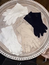 LOT OF 4 PAIR VINTAGE LADIES DRESS GLOVES 1960'S Stetson Etc. White Cream  Navy