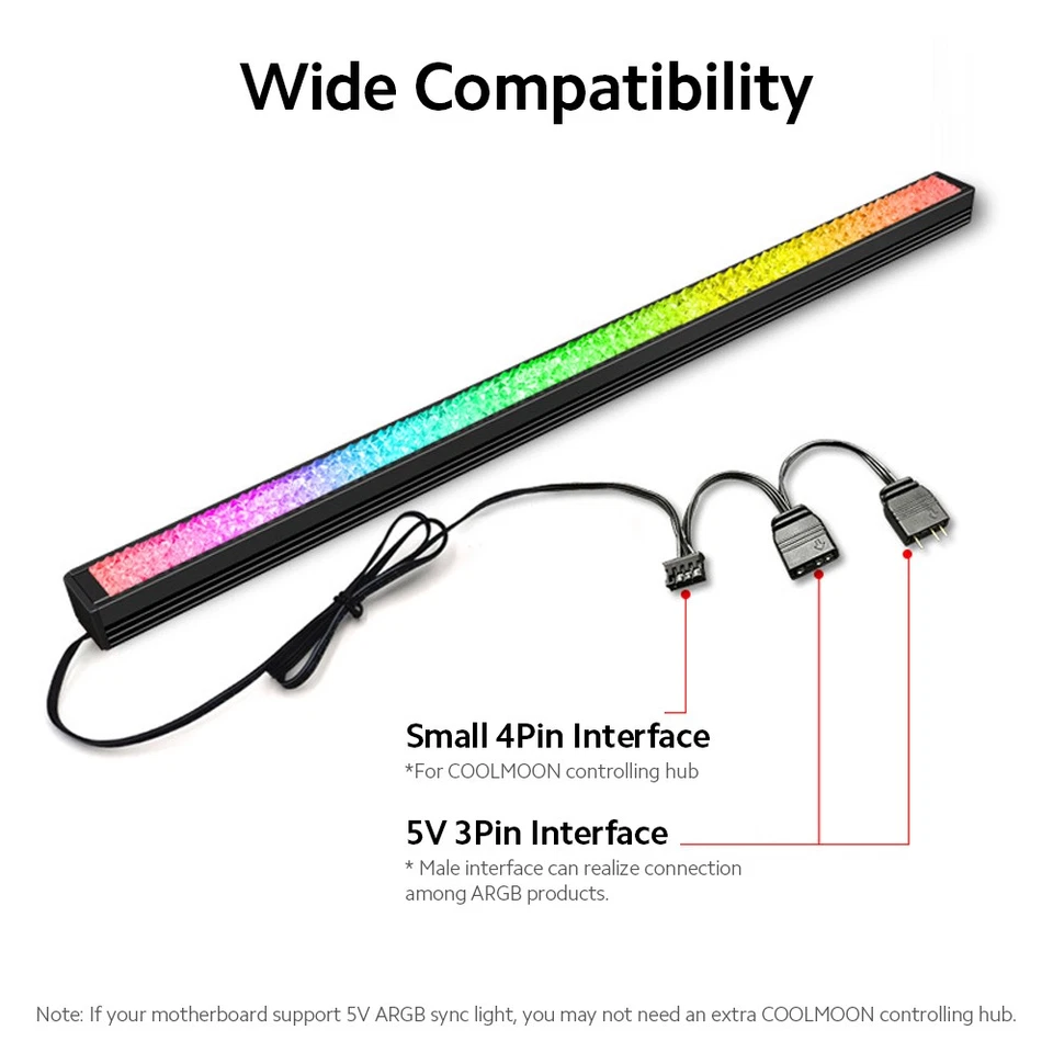 CoolMoon AR28 28cm Magnetic RGB LED Strip PC Case Light Bar 5V - Image 3 of 4