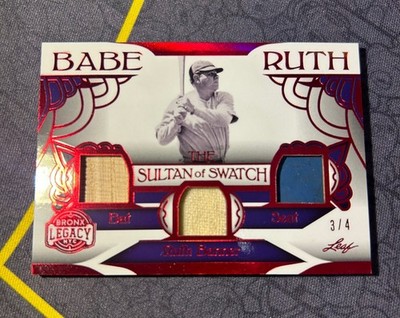 Babe Ruth 2023 Leaf The Sultan of Swatch /4 Triple Relic Game Used 