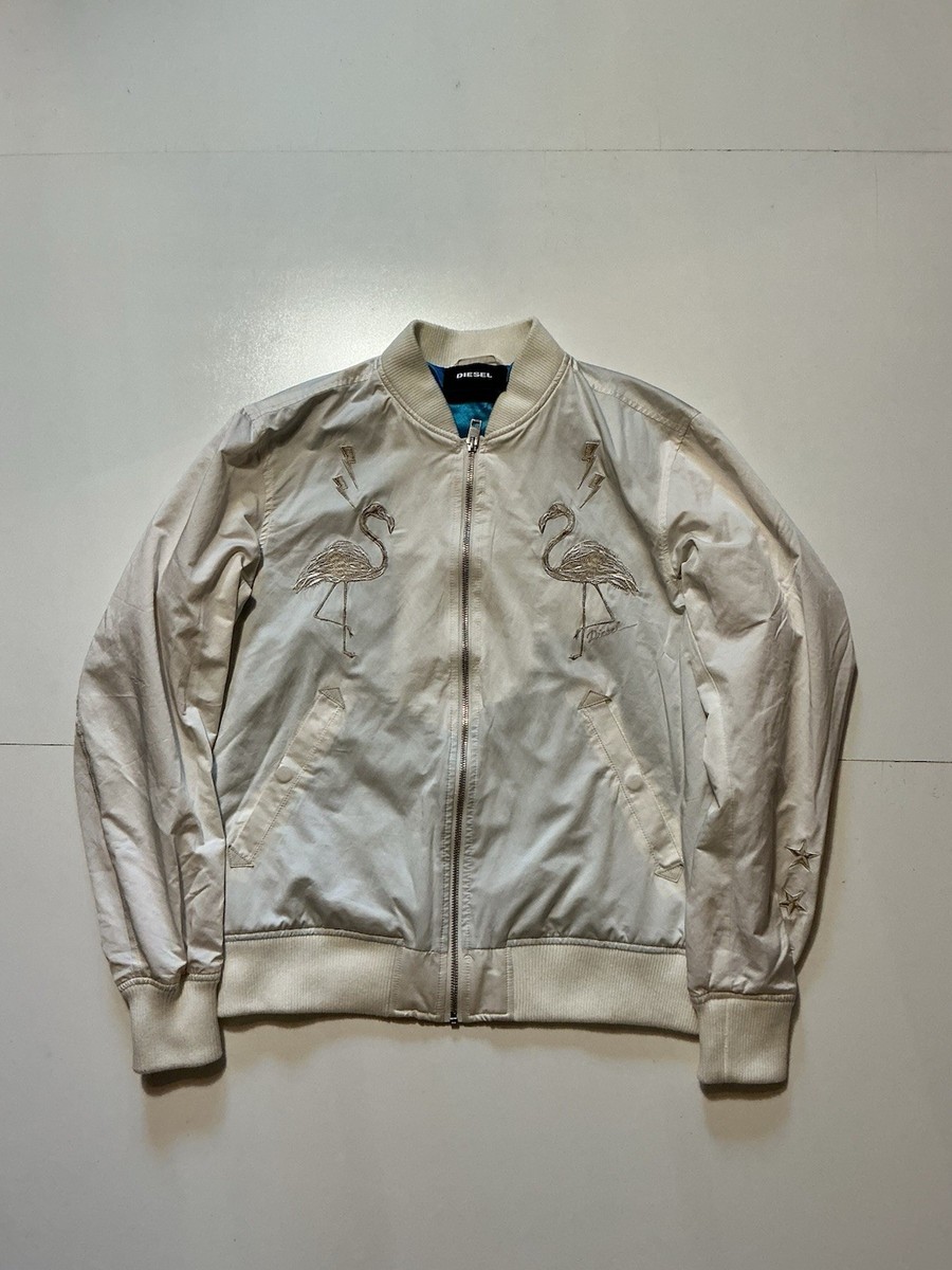 $380 Diesel Miami Dreaming Flamingo Embroidered J Flam Bomber