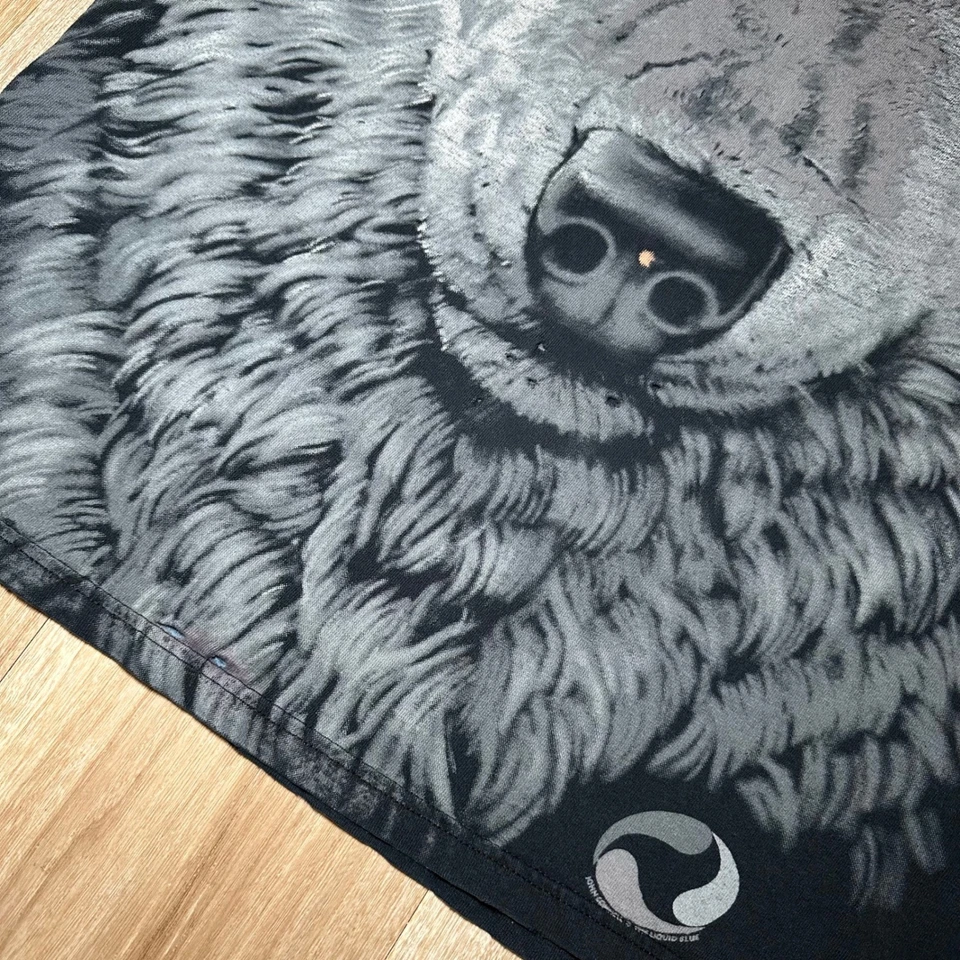 Vintage Liquid Blue AOP 1996 Wolf Nature All Over Print Moonlight Shirt Mens - Image 3 of 4