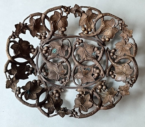 Antique Mid 19C Ivy Snakes Pattern Open Work Soap Dish 6.25" x 5.5"