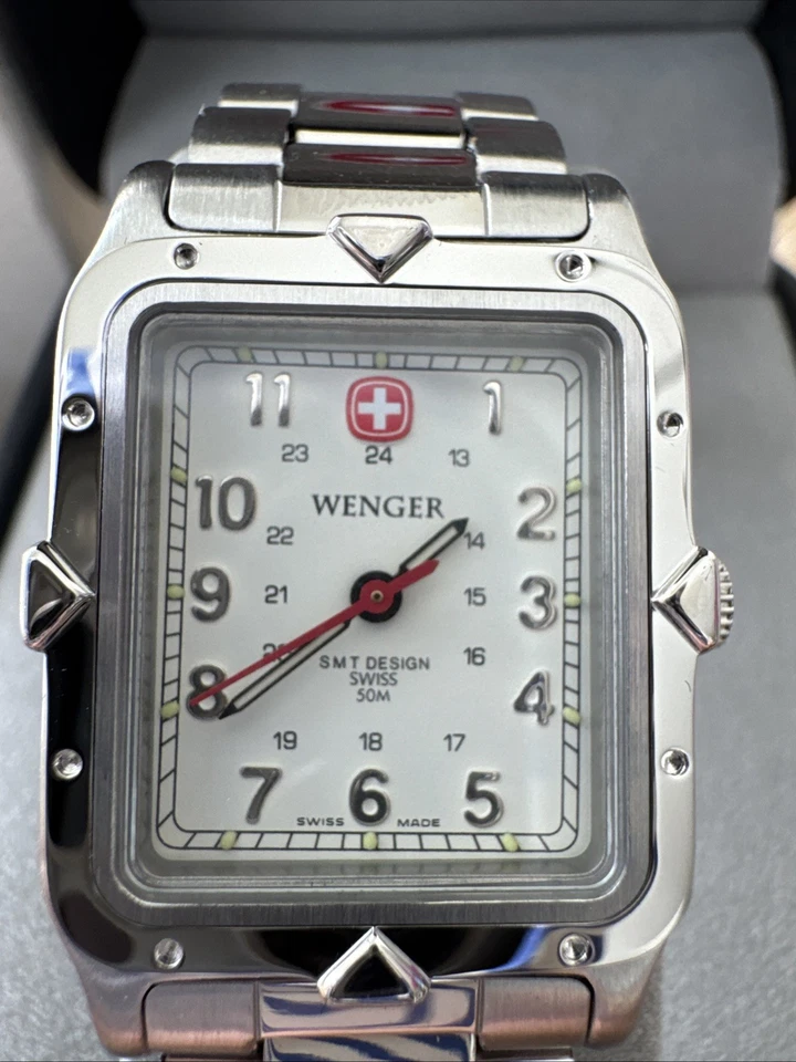 WENGER Woman's Watch Swiss Army Rectangle Stainless Steel 092.0879 RARE Bracelet - image 3 of 4