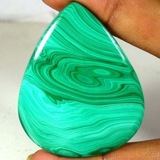 100% Natural Excellent Green Malachite Pear Cab Gemstones 142.20Cts 42x 53x 05mm