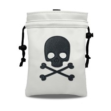 Skull Golf Valuables Pouch Bag with Drawstrings - Premium Faux Leather Tee Po.