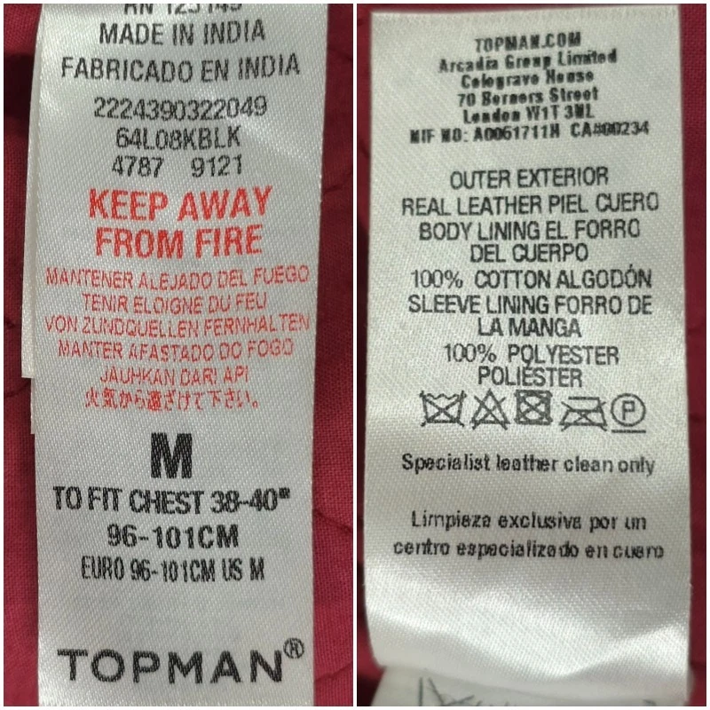 Chaqueta de motociclista de cuero negra con cremallera talla MEDIANA BOLSILLOS CON CREMALLERA **DEFECTOS** Foto 3 de 4