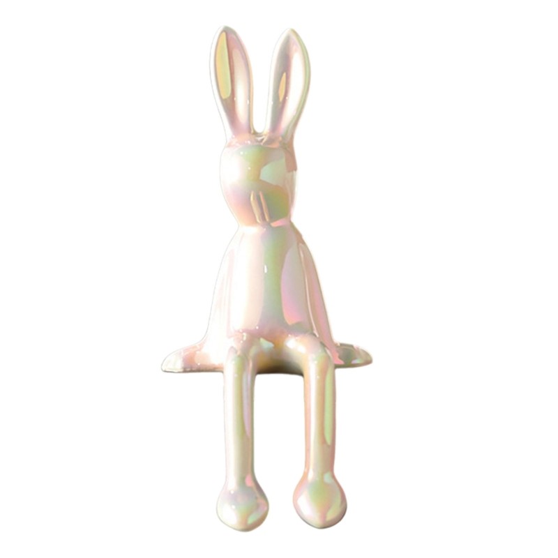 Red Ceramic Rabbit Ceramic Rabbit Statue Tabletop Ornament Elegant Rabbit Sculpture Home ...