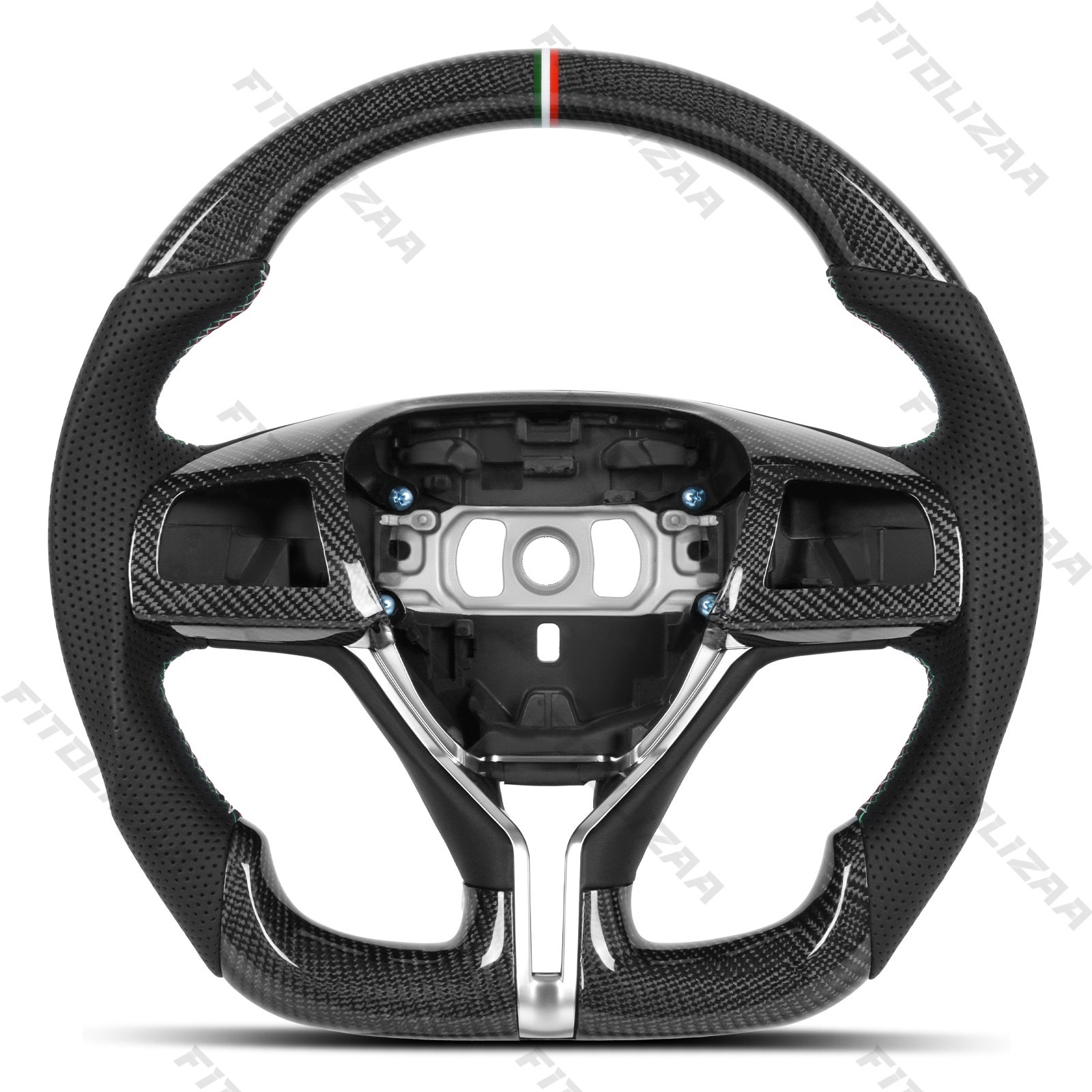 Real Carbon Flat Bottom Steering Wheel + Trims For Maserati Ghibli Levante 14-26