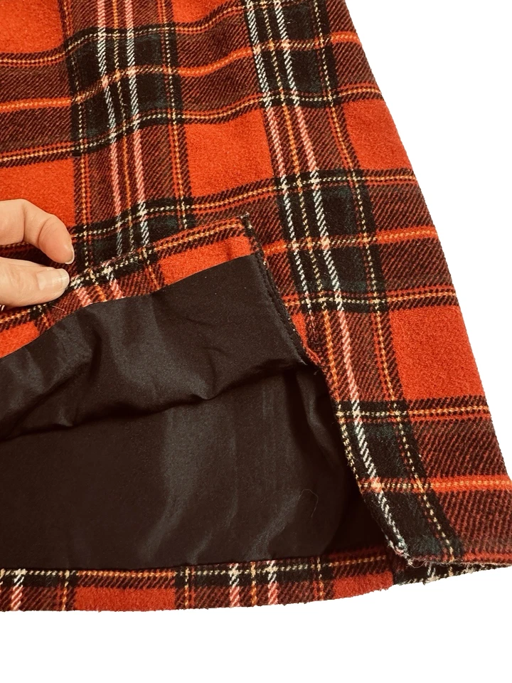 Falda Hollister Mujer MED Mini Roja Forrada a Cuadros Ultra Alta Mezcla de Lana MEDIANA Foto 4 de 4