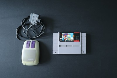 Mario Paint SNES + Original Mouse Controller Nintendo Tested