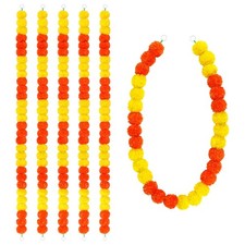 5Pcs Diwali Artificial Marigold Garlands for Home Decoration,5Ft Marigold Lon...