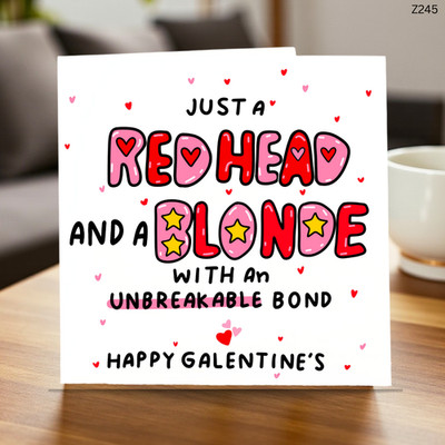 Redhead & Blonde Galentine s Card - Romantic Galentine s Day Card
