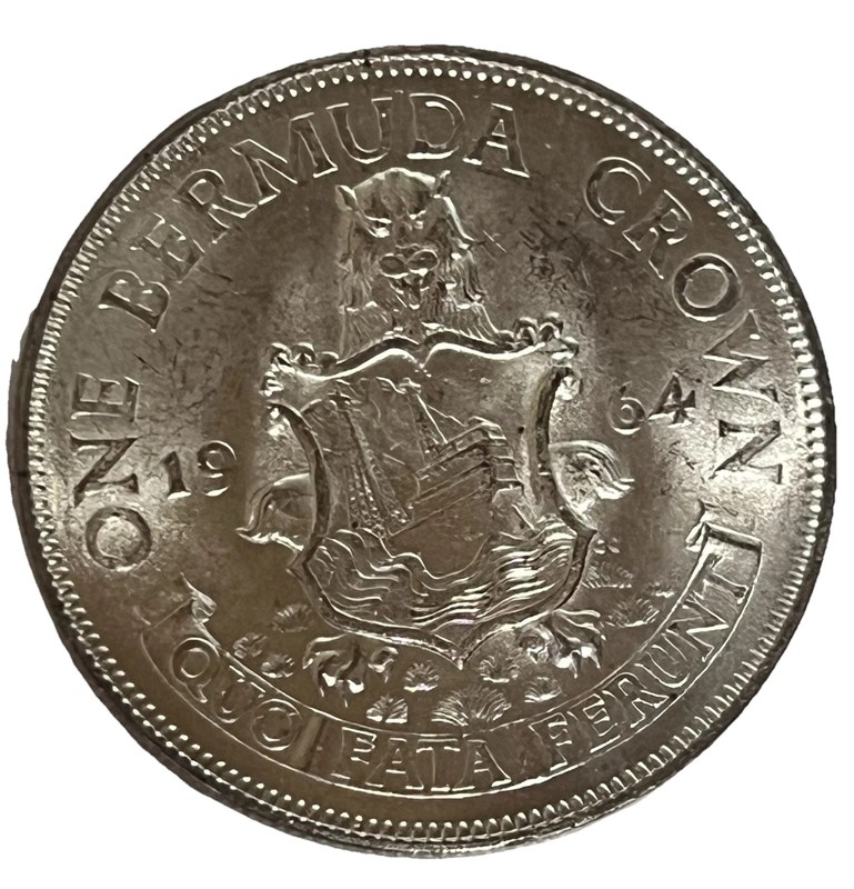 💥💥 ⭐Bermuda 1964 big silver crown NICE! ASW: 0.3636oz, COMBINED SHIPPING!!!