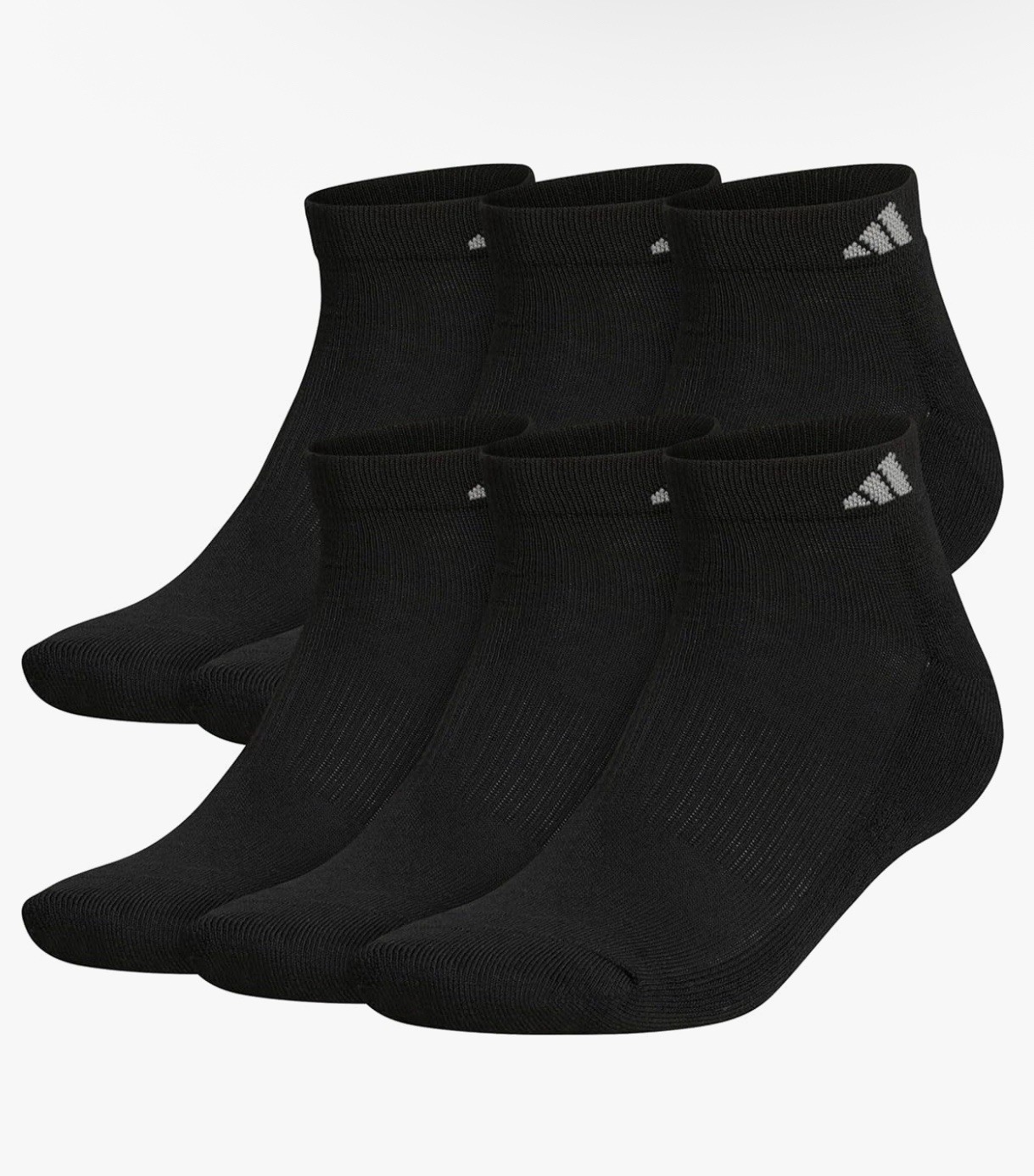 Adidas Men's Cushioned Low Cut Ankle Socks 6 Pairs White Black Compression 8-12
