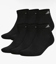 Adidas Men's Cushioned Low Cut Ankle Socks 6 Pairs White Black Compression 8-12