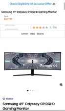 Samsung Odyssey G9 49" DQHD Curved QLED Gaming Monitor 32:9 Black White