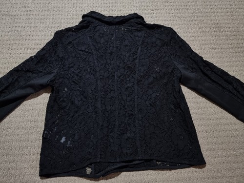 Women's Guess Los Angeles Black Lace Long Sleeve Blouse Top Size M - Picture 11 of 11