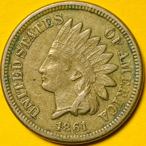 1861 U.S. INDIAN HEAD CENT COPPER PENNY 1c COIN (XF-Extra Fine).
