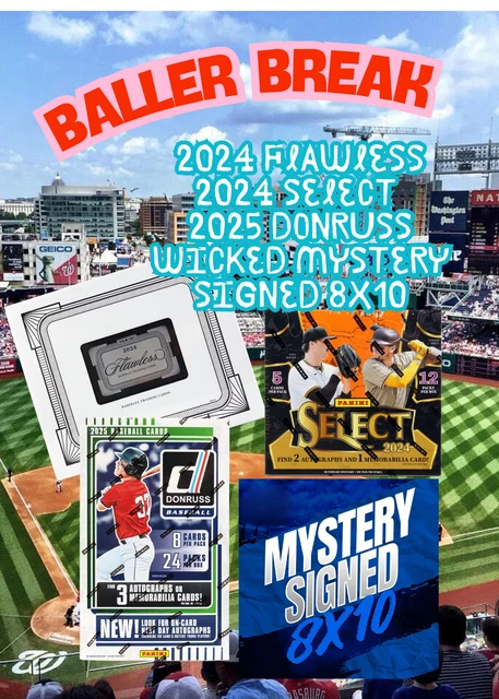 4 BOX PYT  2024 FLAWLESS 24 Select 25 Donruss 1 8x10
